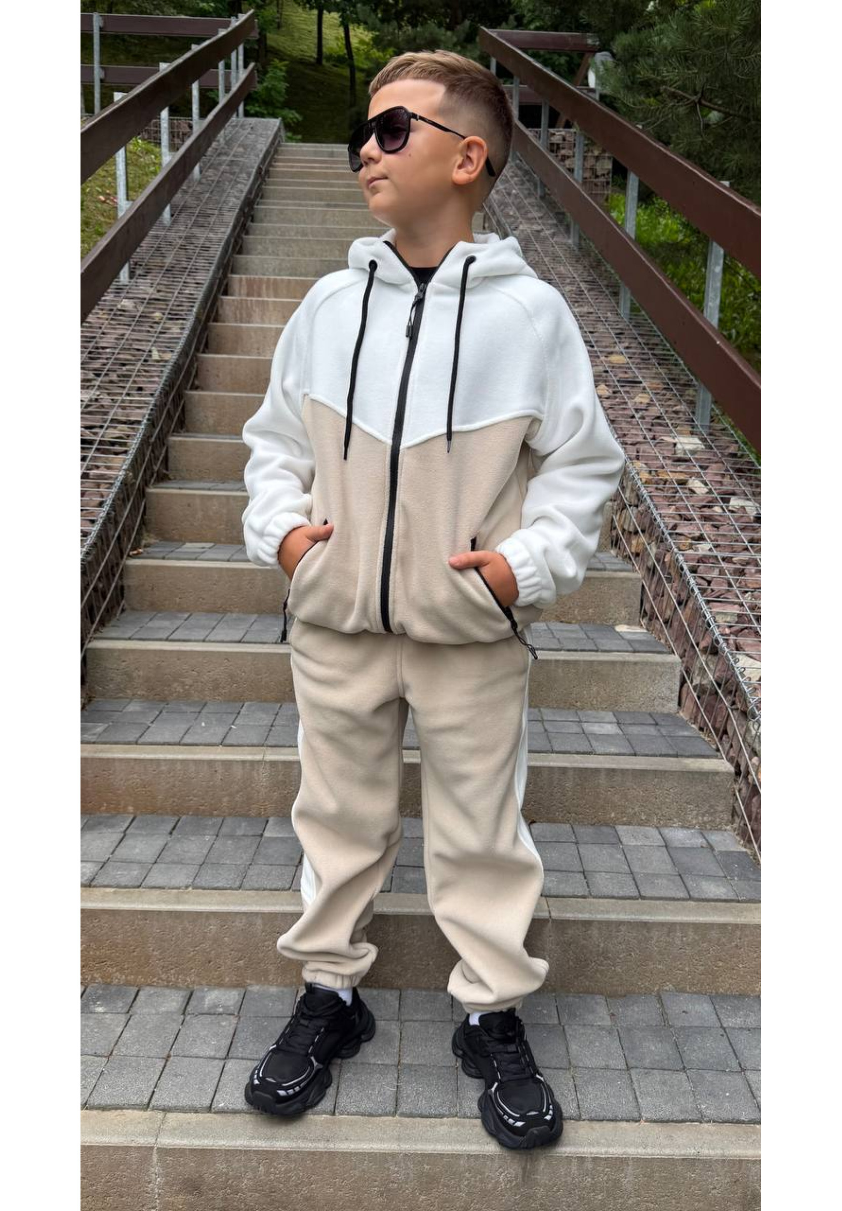 Костюм DOUBL FLEECE двокольоровий/ Беж-молоко